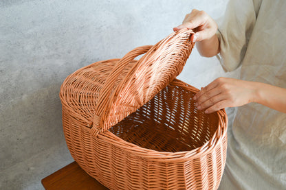 One handle basket with lid / Willow / POL 340217-1