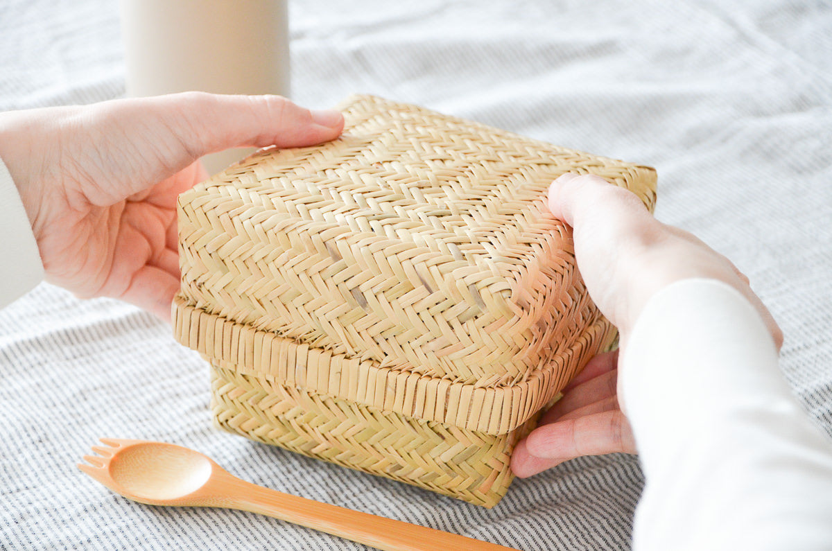 岩手県/すず竹 弁当かご 角 【Aタイプ】-1basktery – 1basketry