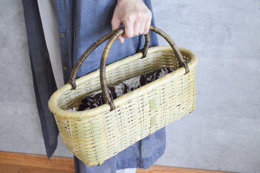 Hand bag "HARU" 42cm(16.53") shallow / Madake bamboo / Ōita-JPN 220645-1