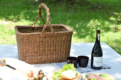 Large trapezoid basket / Brown Akebi vine / Nagano-JPN 311207-1