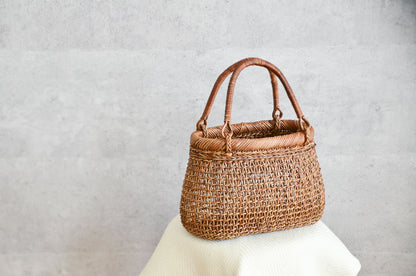 Hand bag “Plump” -open weave- XS / Brown Akebi vine / Nagano-JPN 311216-4