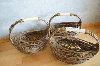 フランス/やなぎ　zarzo basket　枝編み手つきバスケット　持ち手3色　330801