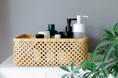 Accessory basket -Diamond- S, L / White bamboo / Kagawa-JPN 250703