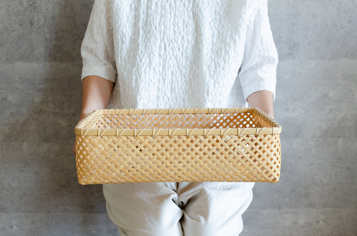 Accessory basket -Diamond- S, L / White bamboo / Kagawa-JPN 250703