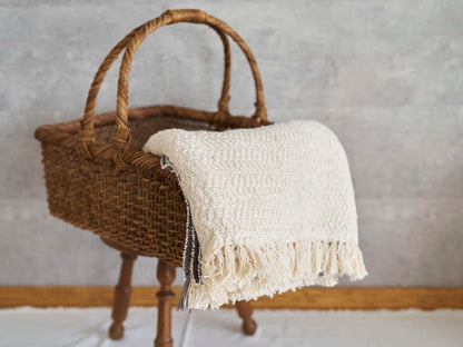 Medium-Stole Gara-bou “Herringbone-Ivory” / Cotton / IND 330930-2