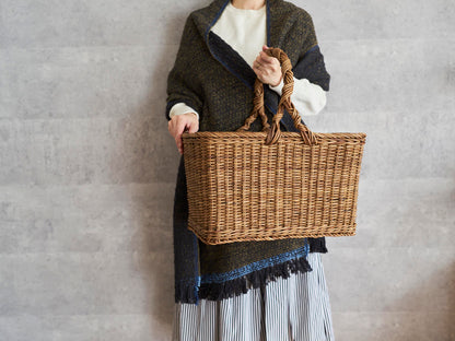 長野県/あけび　並編み　角特大バスケット　311207-1