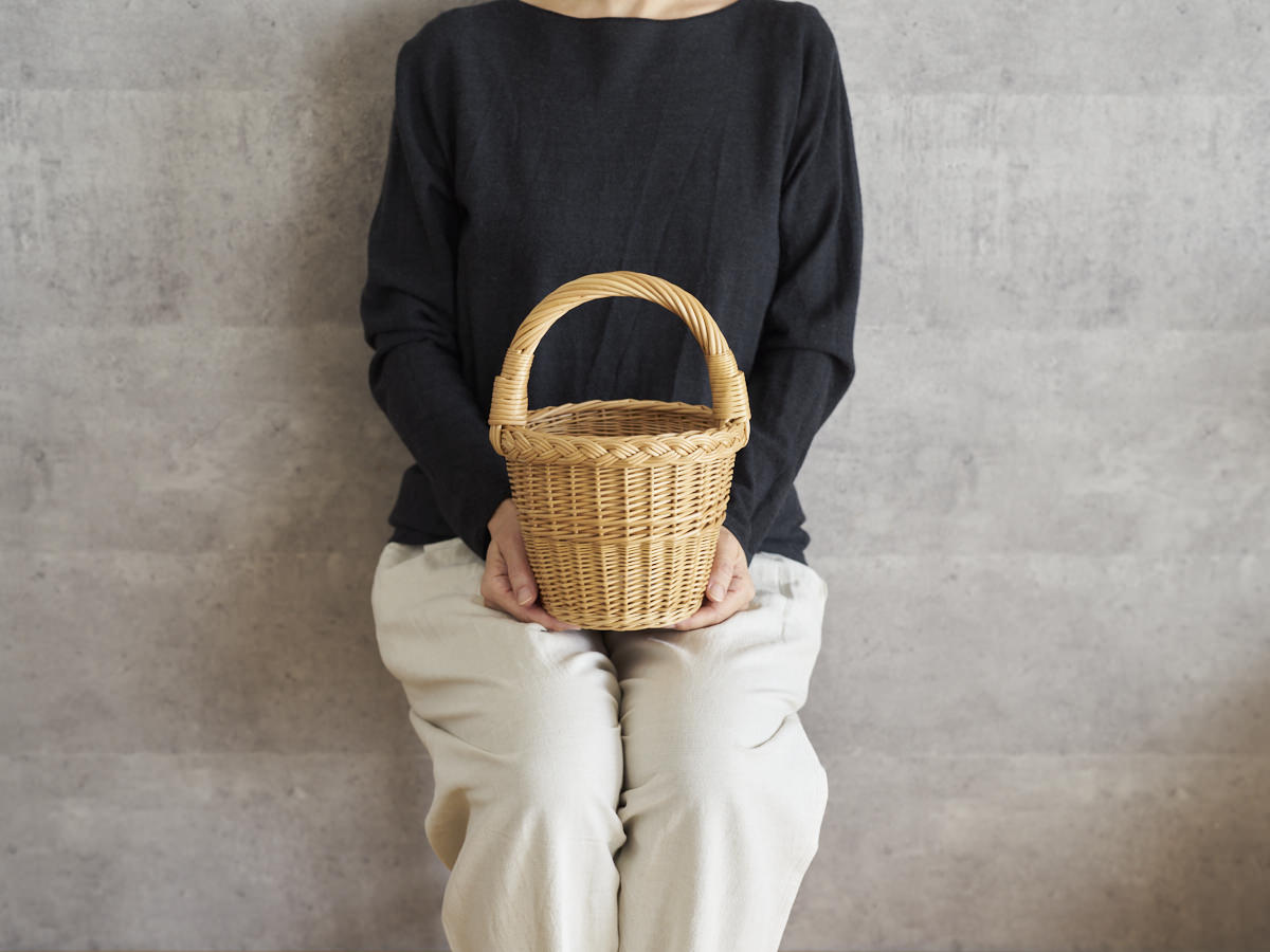 リトアニア/やなぎ　シギタスさん　手つきトールバスケット　ミニ　140522-9