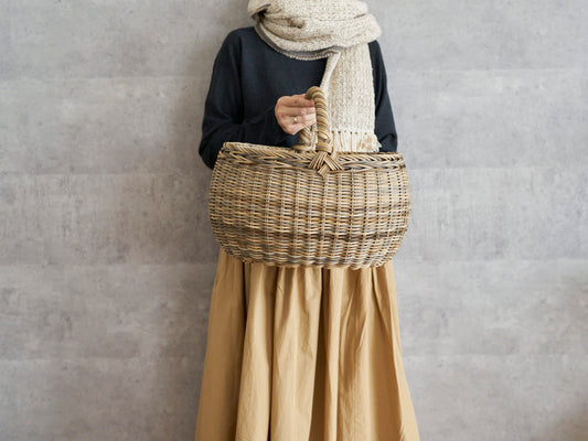 長野県/むきあけび　一本手　丸バスケット　311252-1