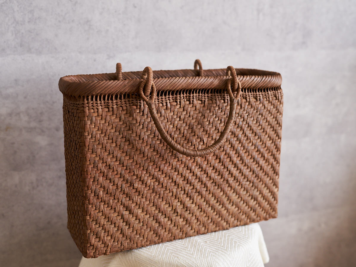 A4 Tote Basket with Swing Handles / Grapevine / Fukushima-JPN 121901-3