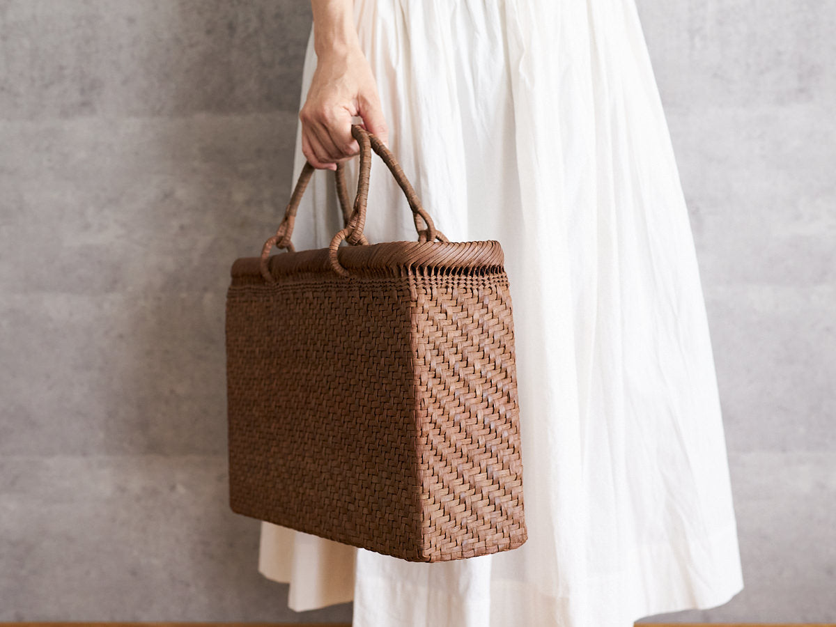 A4 Tote Basket with Swing Handles / Grapevine / Fukushima-JPN 121901-3