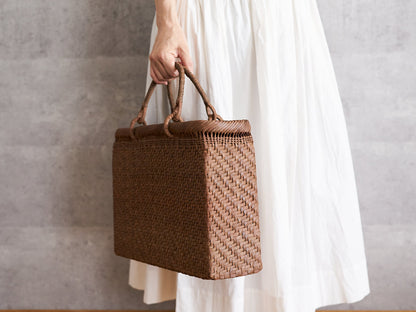 A4 Tote Basket with Swing Handles / Grapevine / Fukushima-JPN 121901-3