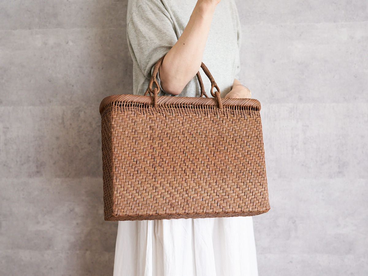 A4 Tote Basket with Swing Handles / Grapevine / Fukushima-JPN 121901-3