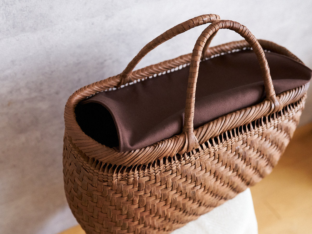 煎茶籠　竹籠手提げ　レトロ　更紗　巾着　アンティーク 1basketry – 市川籠店 | 1basketry