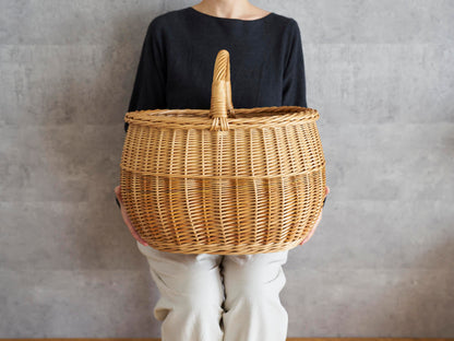 リトアニア/やなぎ　シギタスさん　手つきオーバルバスケット　ふっくら　皮つき　140522-2