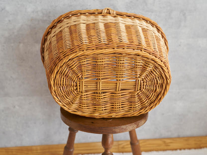 リトアニア/やなぎ　シギタスさん　手つきオーバルバスケット　皮つき　140522-3