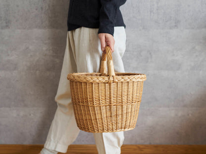 リトアニア/やなぎ　シギタスさん　手つきオーバルバスケット　140522-4