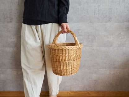 リトアニア/やなぎ　シギタスさん　手つきオーバルバスケット　140522-4