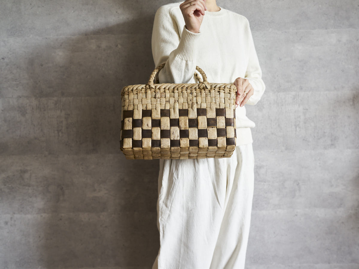 岩手県/くるみ　手提　表皮市松　アンダーチェック　1510737