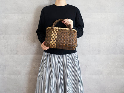 岩手県/くるみ　手提　裏皮市松　表皮ライン　ふっくら　1510741