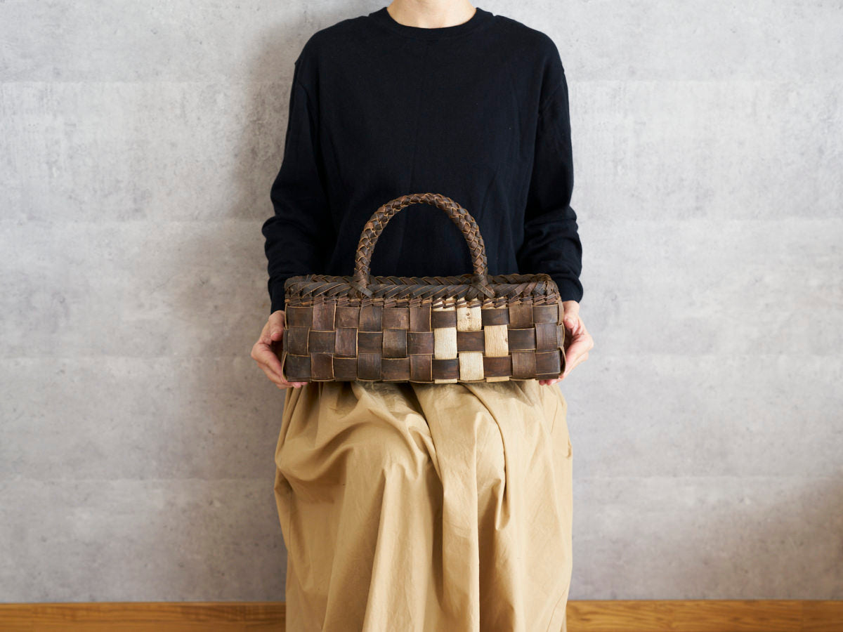 岩手県/くるみ　手提　裏皮市松　浅　表皮ライン　1510744