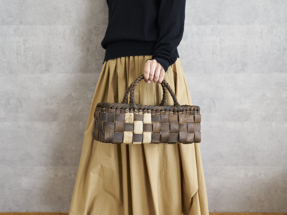 岩手県/くるみ　手提　裏皮市松　浅　表皮ライン　1510744