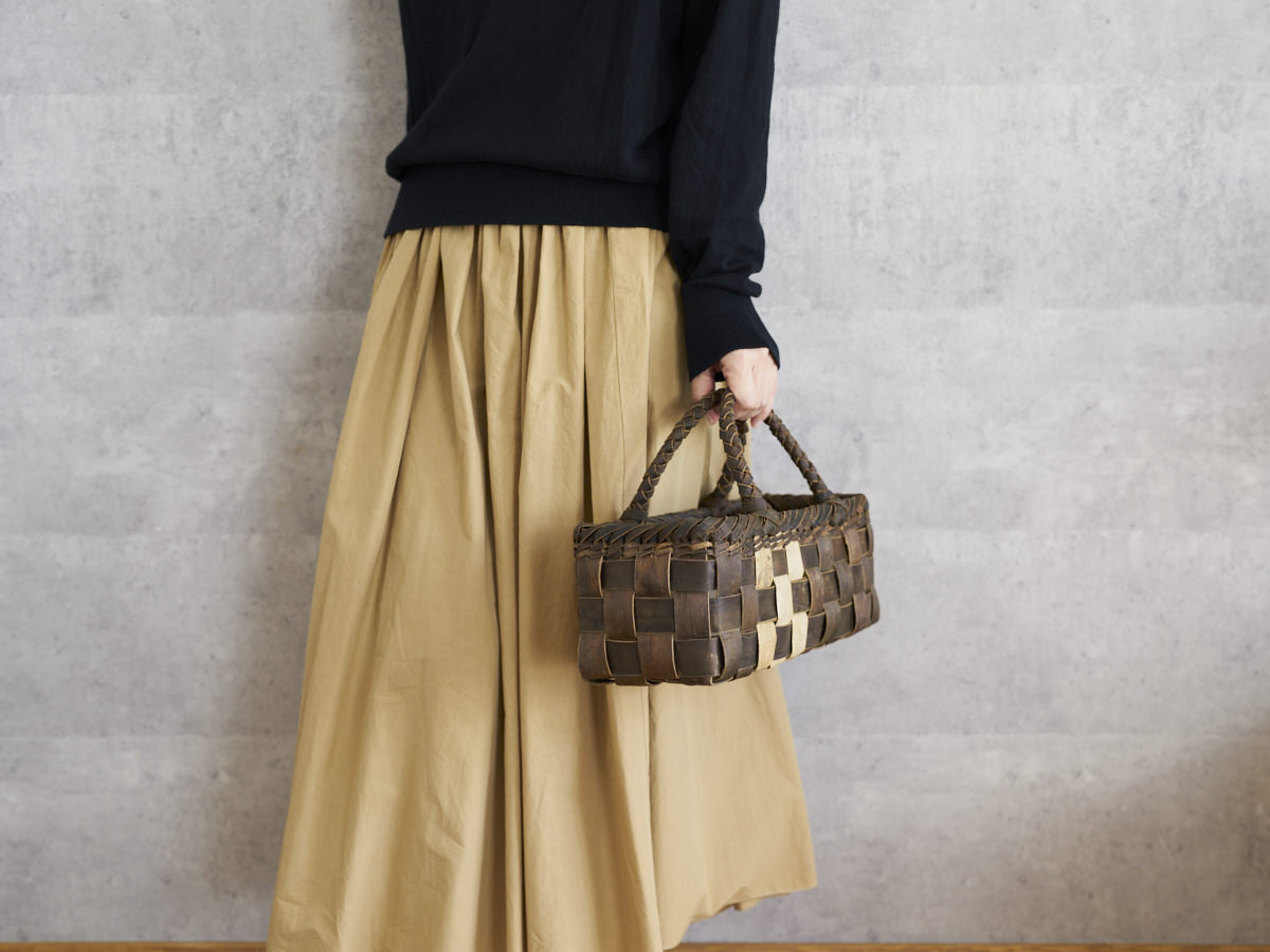 岩手県/くるみ　手提　裏皮市松　浅　表皮ライン　1510744