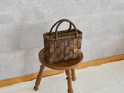 岩手県/くるみ　手提　総裏皮市松　ミニ　1510746