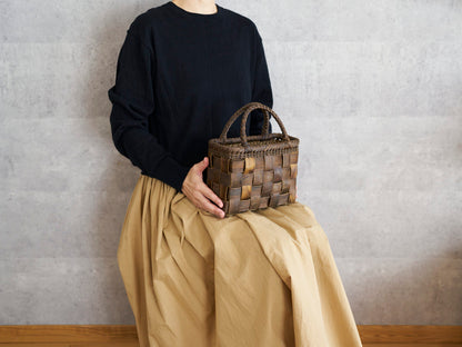 岩手県/くるみ　手提　総裏皮市松　ミニ　1510746