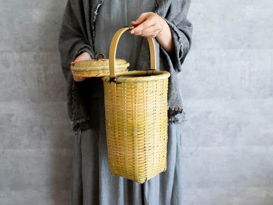 Slim Basket with Lid / Madake Bamboo / Oita-JPN 220692-1