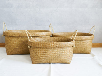 Deep Oval Basket with Handle / Krajood Grass / THA 3115142
