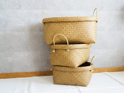 Deep Oval Basket with Handle / Krajood Grass / THA 3115142