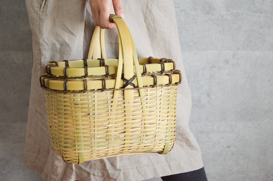 Lunch Basket with Lid Small / Green Madake Bamboo / Oita-JPN 220633-1