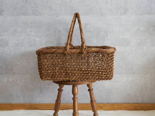 長野県/あけび　すかし編み　角手付バスケット　311209-1