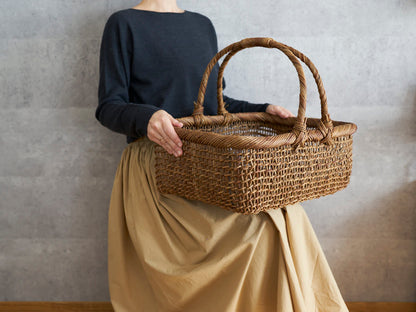 長野県/あけび　すかし編み　角手付バスケット　311209-1