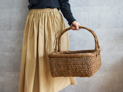 長野県/あけび　すかし編み　角手付バスケット　311209-1