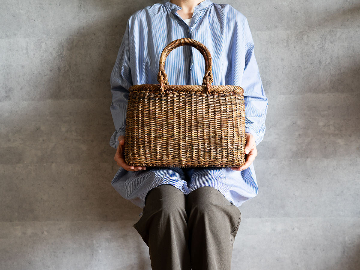 Hand bag “Nami” S, M / Brown Akebi vine / Nagano-JPN 311214
