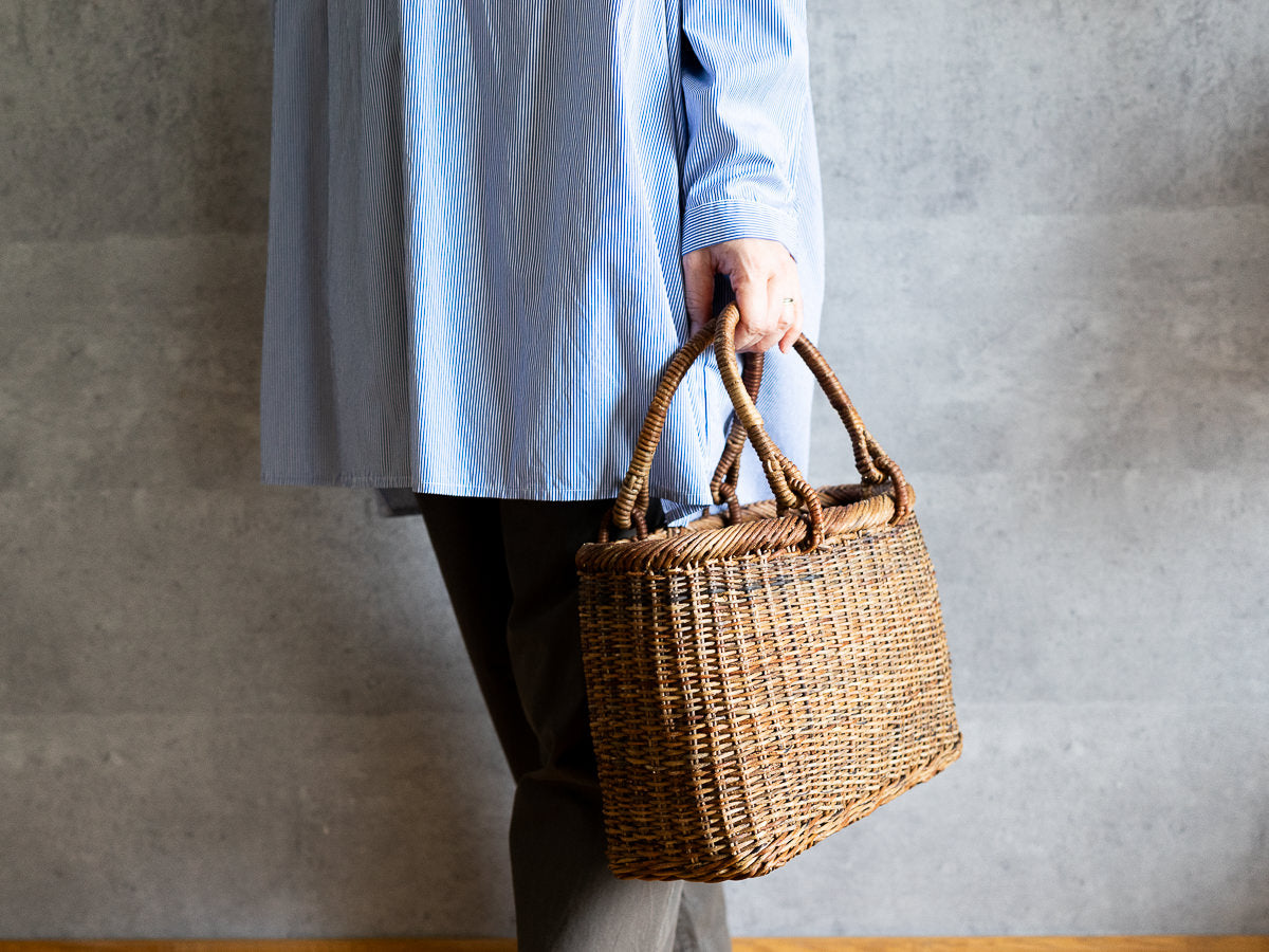 Hand bag “Nami” S, M / Brown Akebi vine / Nagano-JPN 311214