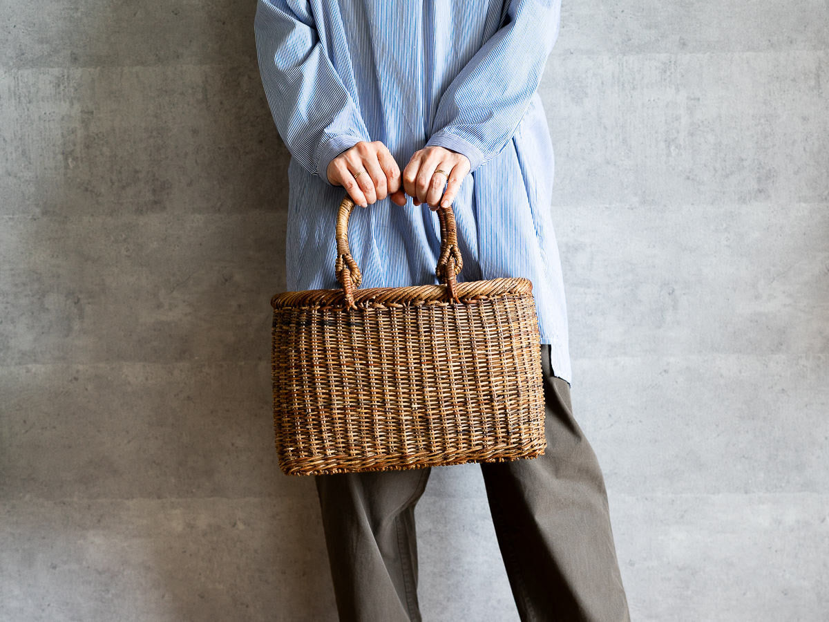 Hand bag “Nami” S, M / Brown Akebi vine / Nagano-JPN 311214