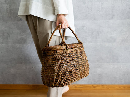 Hand bag “Plump” S, M, L / Brown Akebi vine / Nagano-JPN 311216