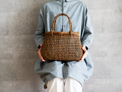 Hand bag “Plump” S, M, L / Brown Akebi vine / Nagano-JPN 311216
