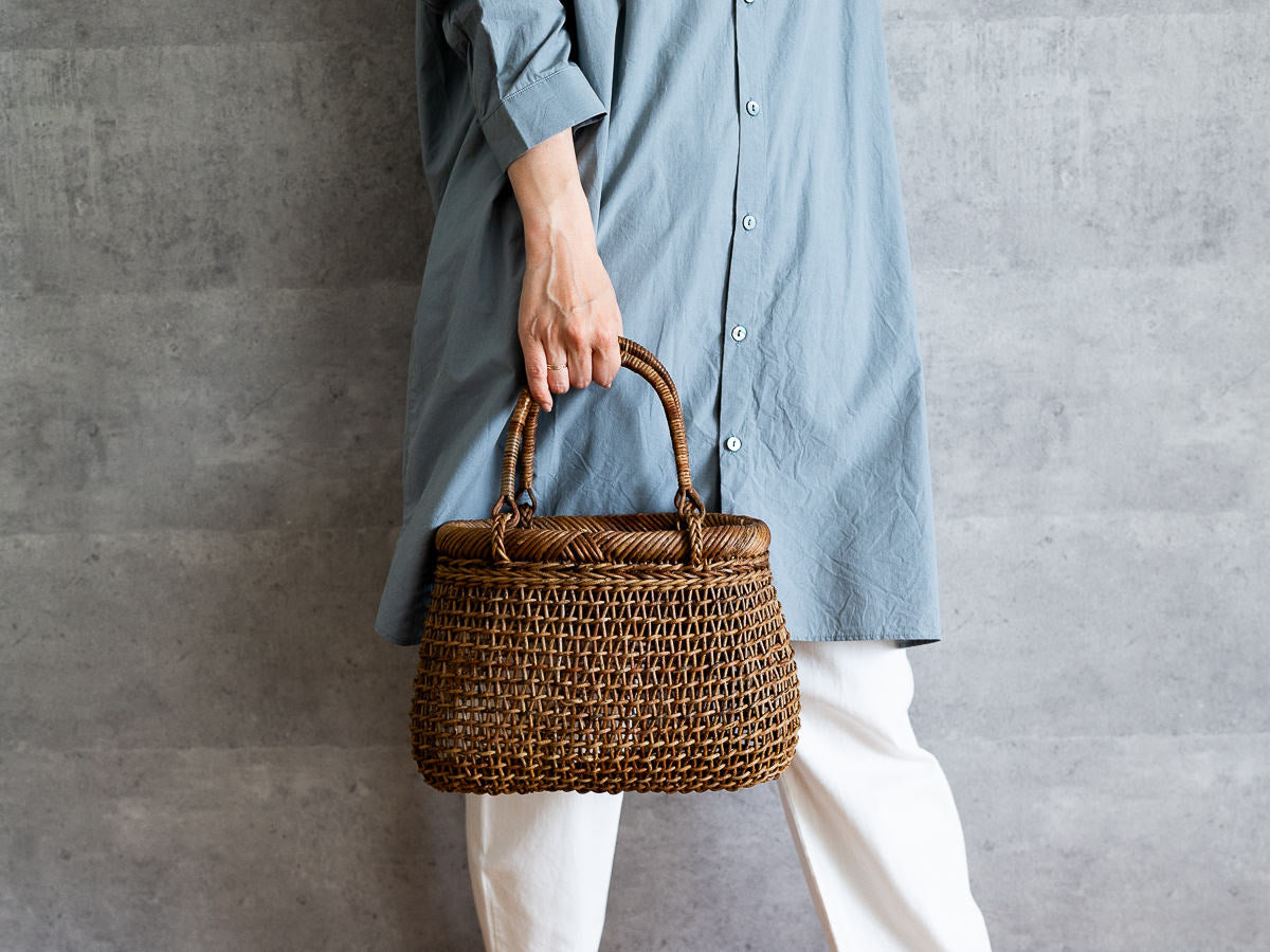 Hand bag “Plump” S, M, L / Brown Akebi vine / Nagano-JPN 311216