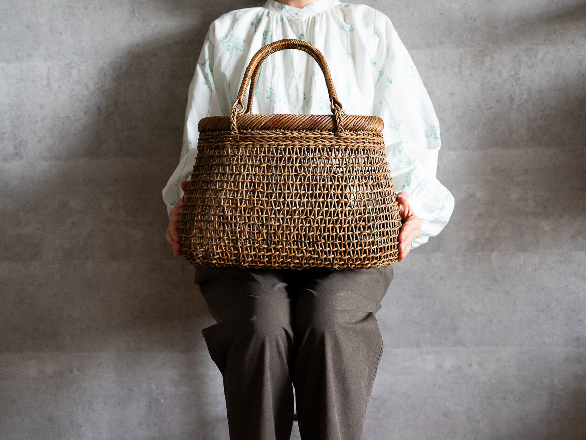 Hand bag “Plump” S, M, L / Brown Akebi vine / Nagano-JPN 311216