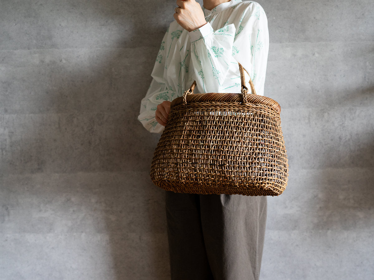 Hand bag “Plump” S, M, L / Brown Akebi vine / Nagano-JPN 311216