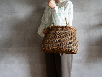 Hand bag “Plump” S, M, L / Brown Akebi vine / Nagano-JPN 311216