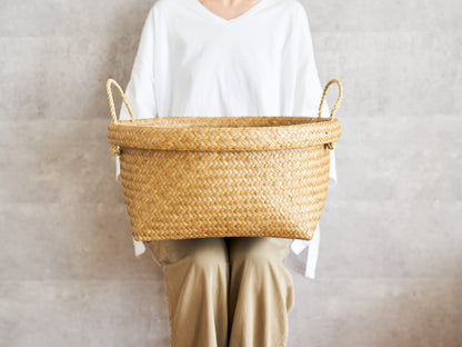 Round Basket with Handle / Krajood Grass / THA 3115125
