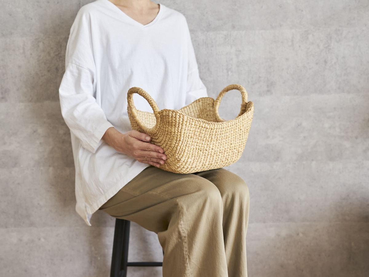 Organizing Basket “Ring Handle” / Water Hyacinth / THA 3115203