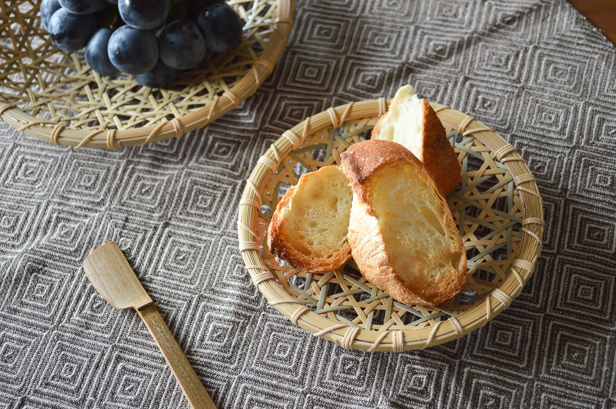 Flat Basket Tray "Inserted Mutsume Weave" / Madake Bamboo / Tottori-JPN 320712