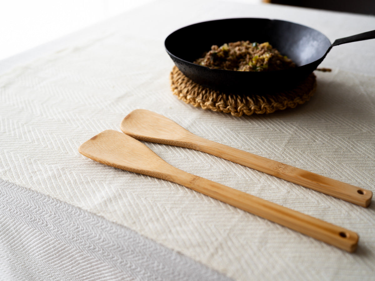 Spatula / Round, Square / Smoked Mōsō bamboo / Kōchi-JPN 321208