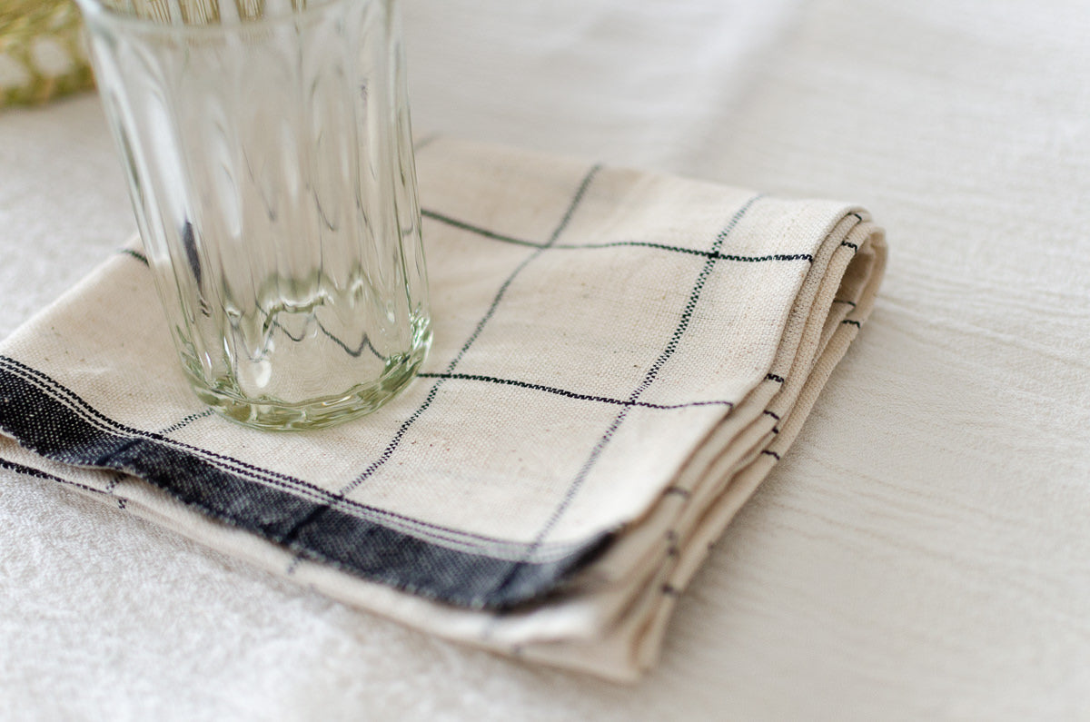 Kitchen Towel [ Indigo Selvedge / Madras / Brush Gray / Tattersall ] / Khadi cotton / IND 330907