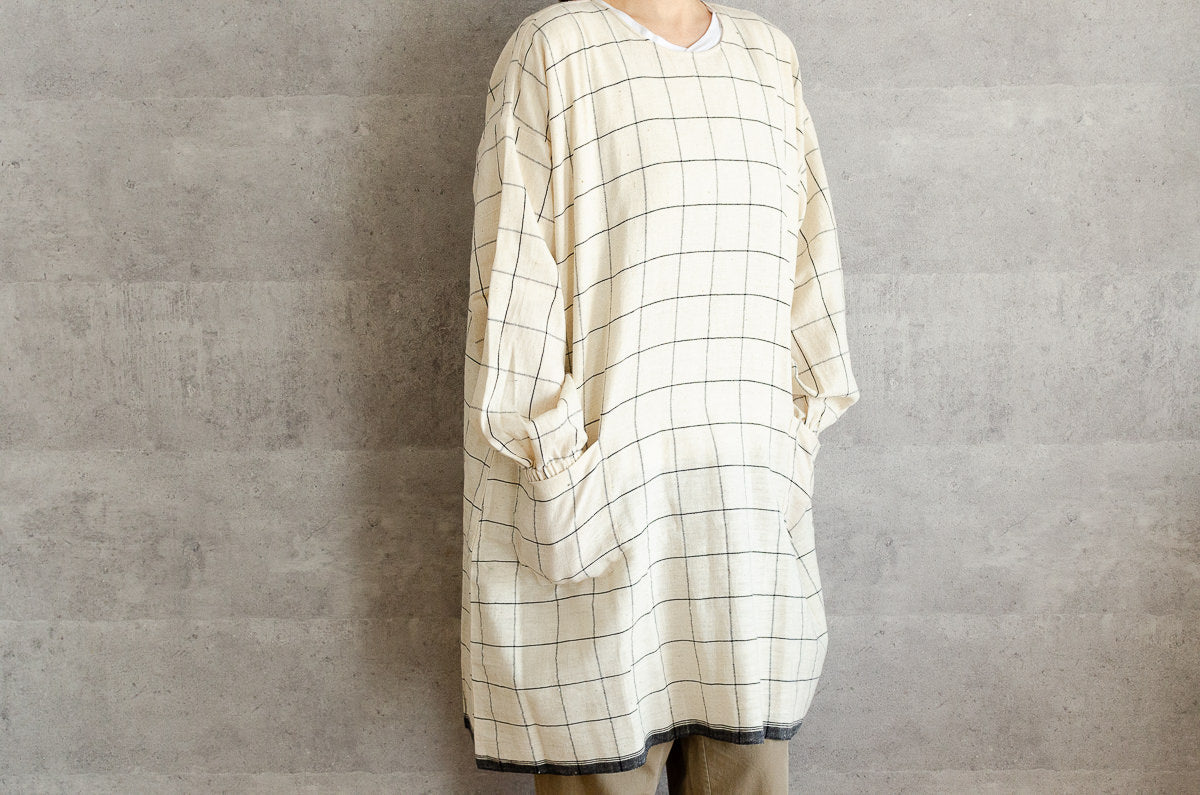 インド/カディ　Coverall Apron　Tattersall　330914-1